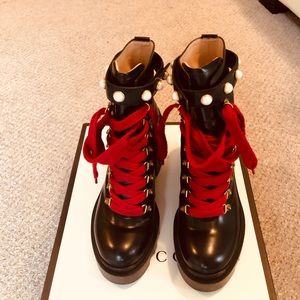 Gucci Boots | Pearl Embellished | Red Laces | Ankle